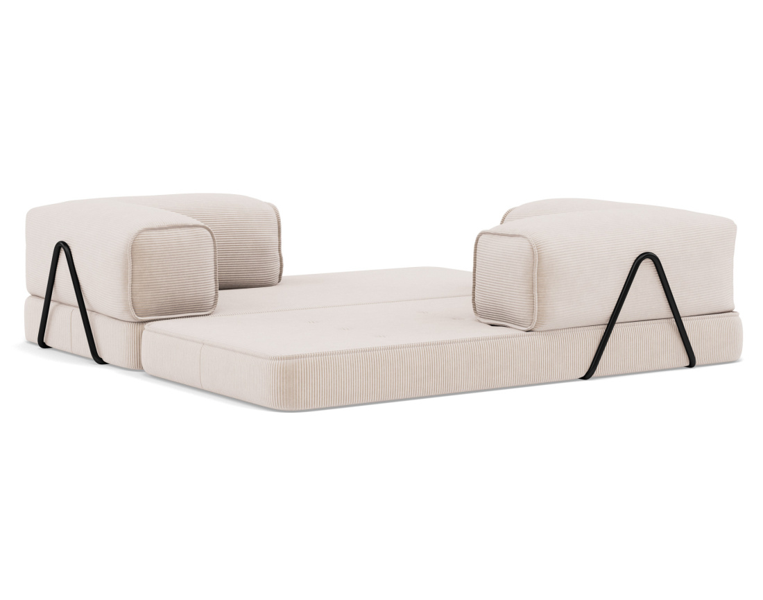 Canapé 3 places convertible en velours côtelé Poppy
