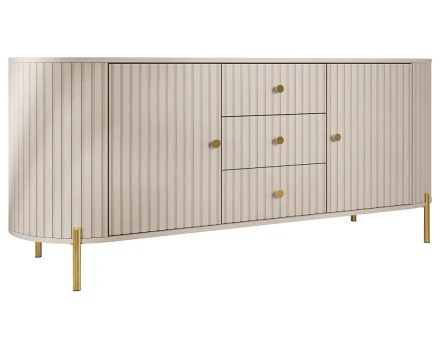 Buffet bas 178 cm 3 tiroirs, 2 portes et 2 étagères Jaime