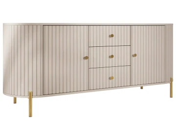 Buffet bas 178 cm 3 tiroirs, 2 portes et 2 étagères Jaime