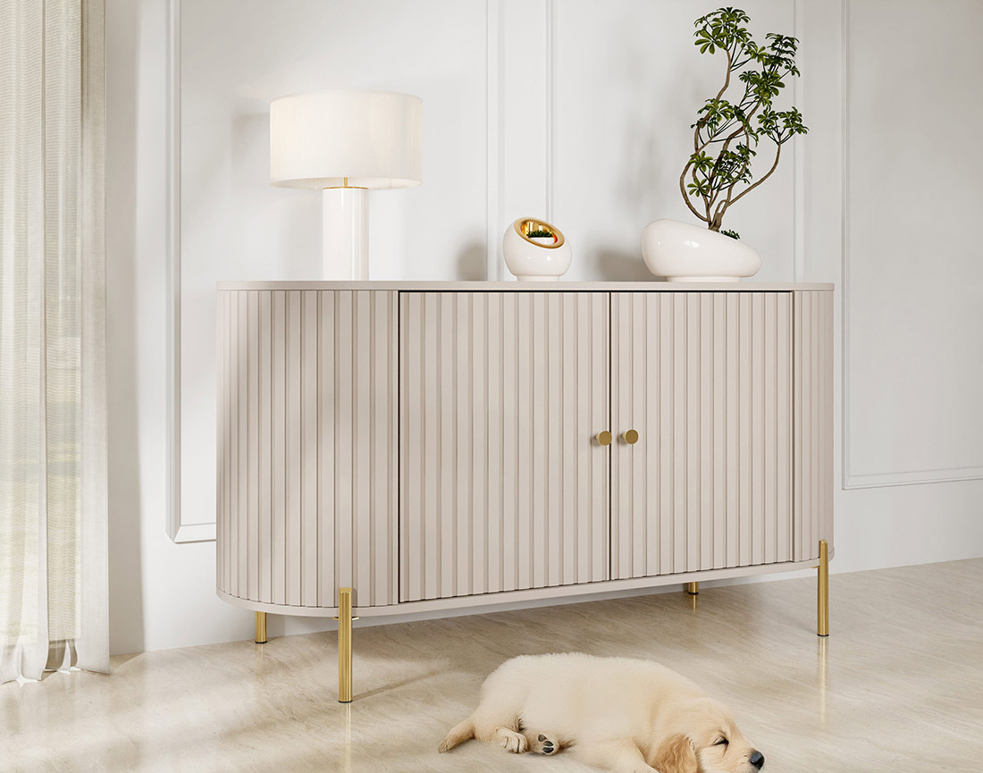 Buffet bas 139 cm 2 portes et 1 étagère Jaime