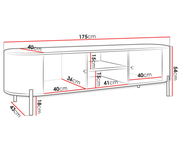 Meuble tv 175 cm 2 portes et 2 niches Jaime