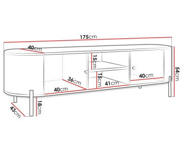 Meuble tv 175 cm 2 portes et 2 niches Jaime