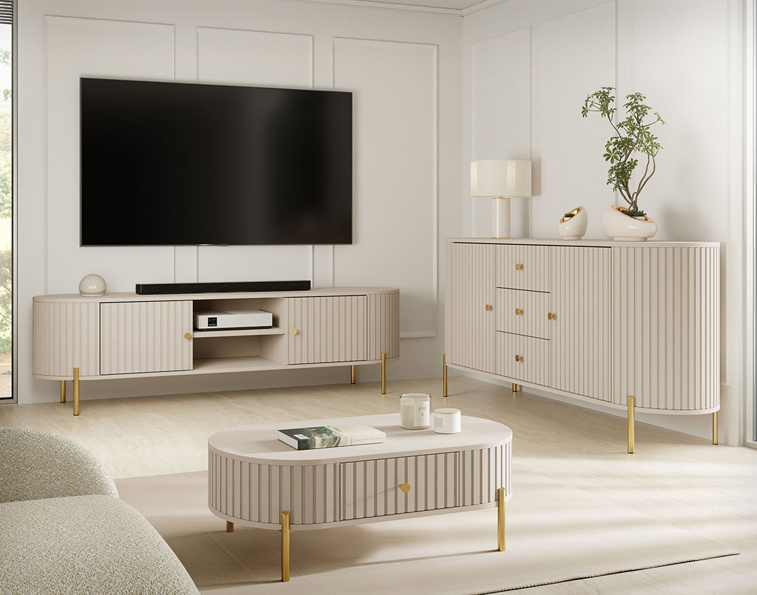 Meuble tv 175 cm 2 portes et 2 niches Jaime