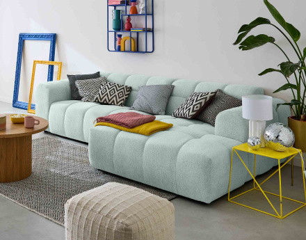 Canapé d'angle droit 4 places en tissu texturé Ray