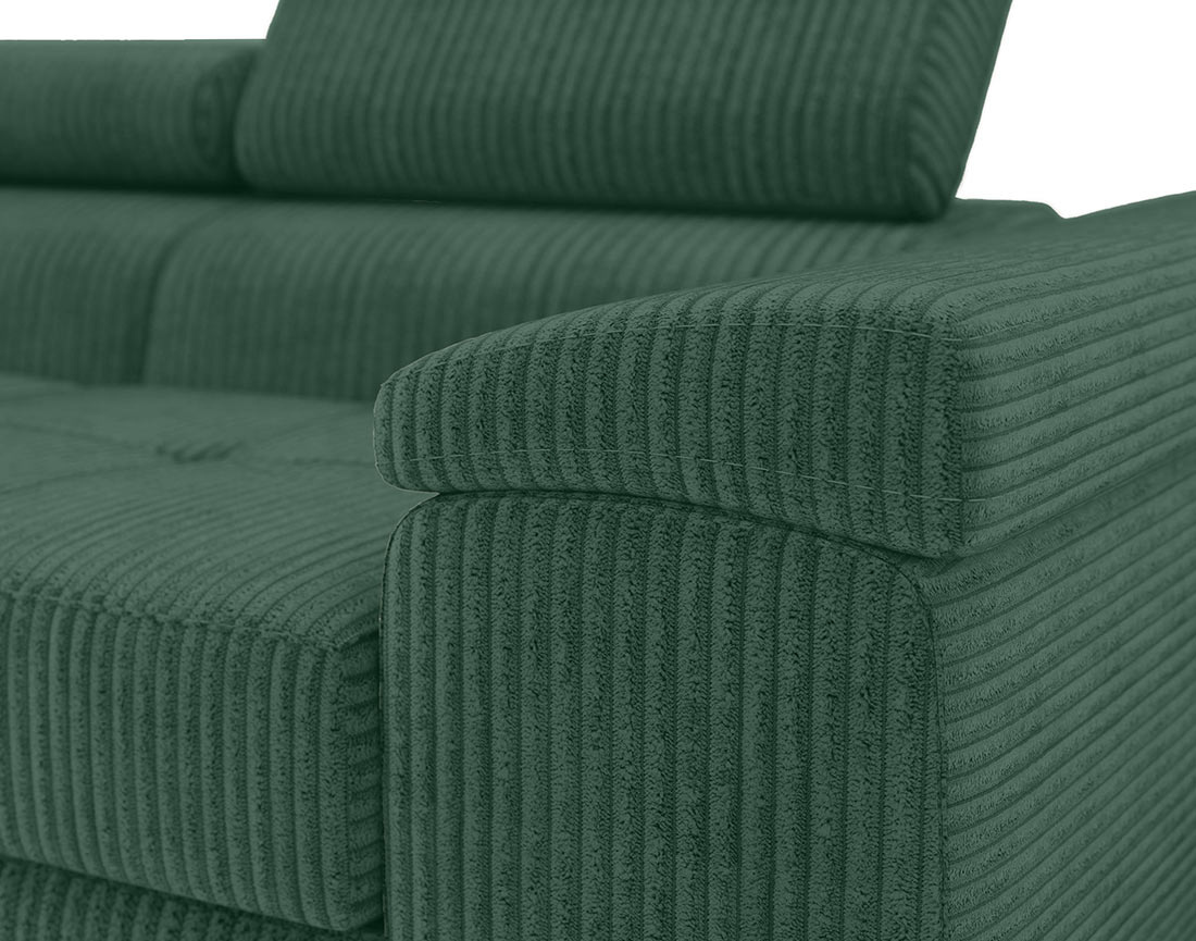 Canapé droit 2 places avec têtières ajustables en velours côtelé Pablo