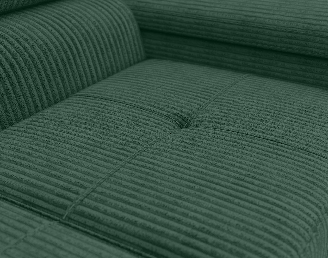 Canapé droit 2 places avec têtières ajustables en velours côtelé Pablo