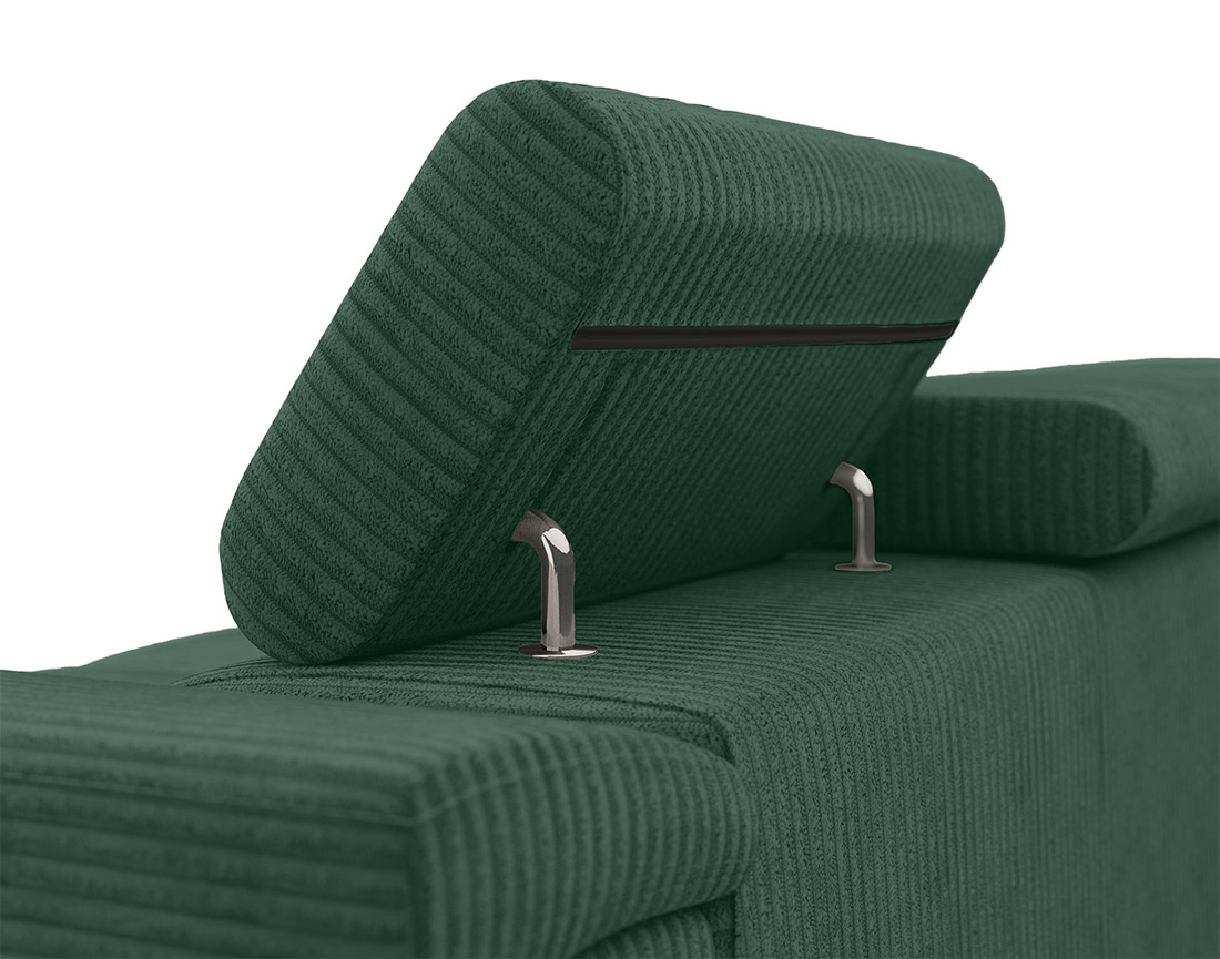 Canapé droit 2 places avec têtières ajustables en velours côtelé Pablo