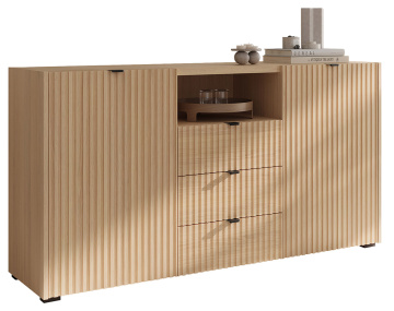 Buffet bas 150 cm 2 portes, 3 tiroirs et 1 niche Judy