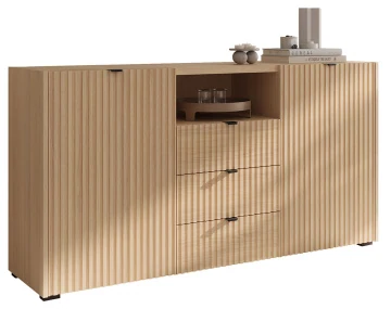 Buffet bas 150 cm 2 portes, 3 tiroirs et 1 niche Judy