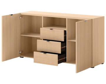 Buffet bas 150 cm 2 portes, 3 tiroirs et 1 niche Judy