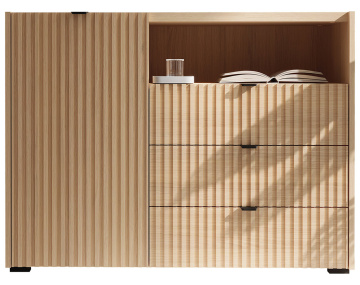 Buffet bas 106 cm 1 porte, 3 tiroirs et 1 niche Judy