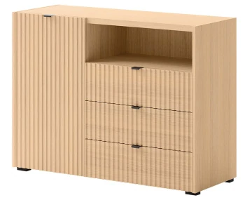 Buffet bas 106 cm 1 porte, 3 tiroirs et 1 niche Judy