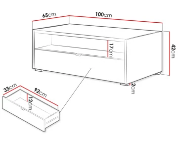 Table basse 100 cm 1 tiroir et 1 niche Judy