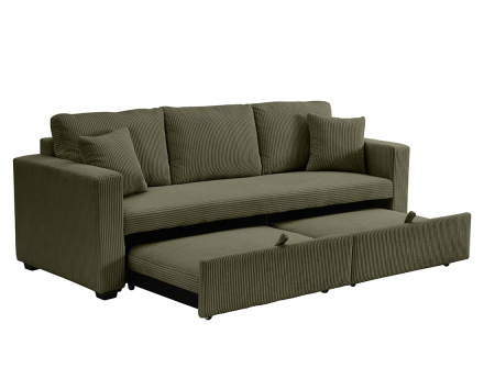 Canapé droit 3 places convertible en velours côtelé Cyrus