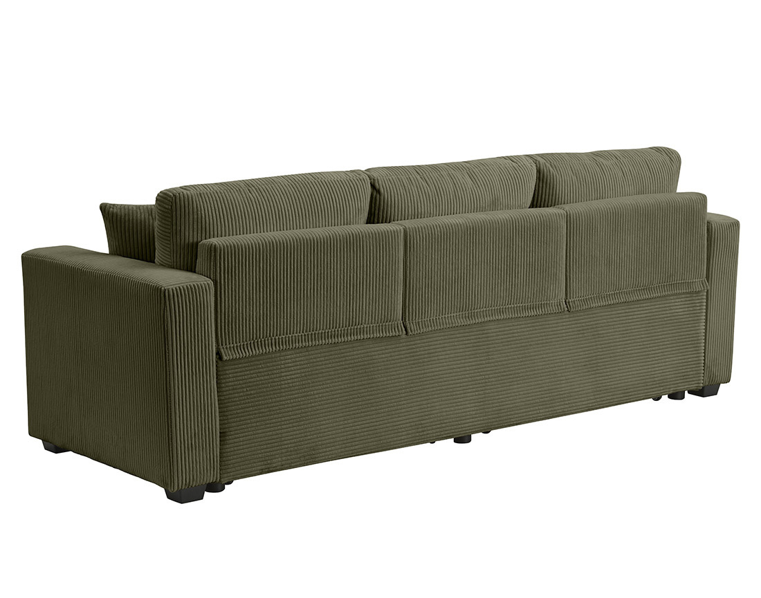 Canapé droit 3 places convertible en velours côtelé Cyrus