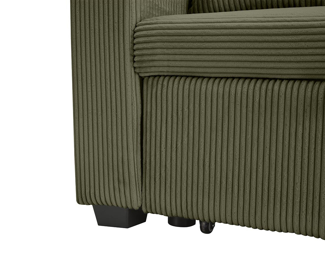 Canapé droit 3 places convertible en velours côtelé Cyrus