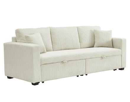 Canapé droit 3 places convertible en velours côtelé Cyrus