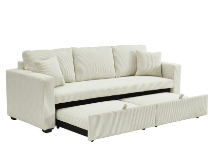 Canapé droit 3 places convertible en velours côtelé Cyrus