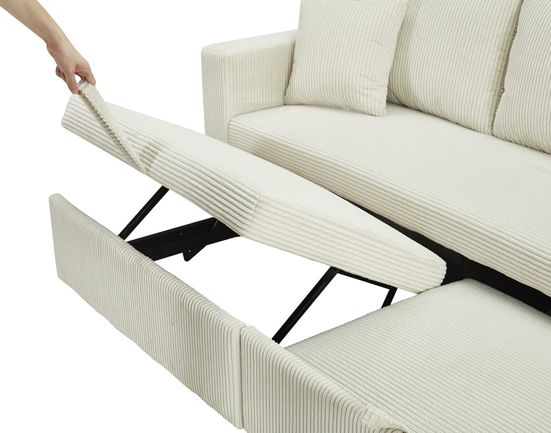 Canapé droit 3 places convertible en velours côtelé Cyrus Canapé droit 3 places convertible en velours côtelé Cyrus