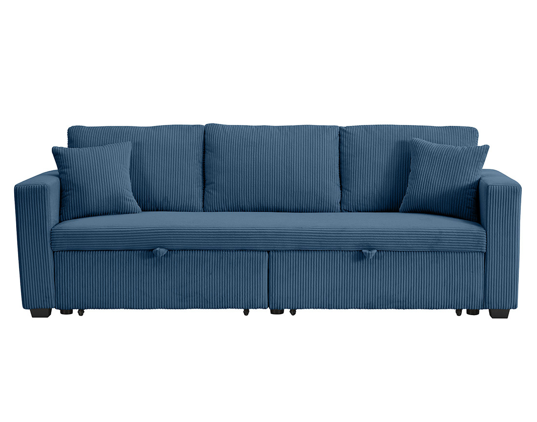 Canapé droit 3 places convertible en velours côtelé Cyrus