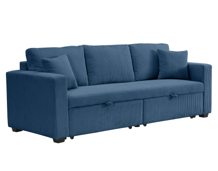 Canapé droit 3 places convertible en velours côtelé Cyrus