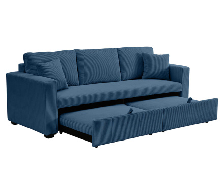 Canapé droit 3 places convertible en velours côtelé Cyrus