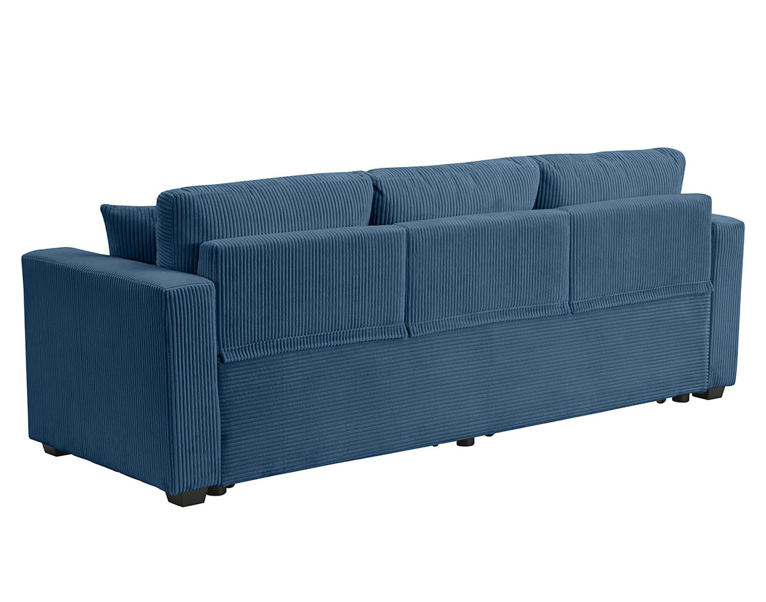 Canapé droit 3 places convertible en velours côtelé Cyrus