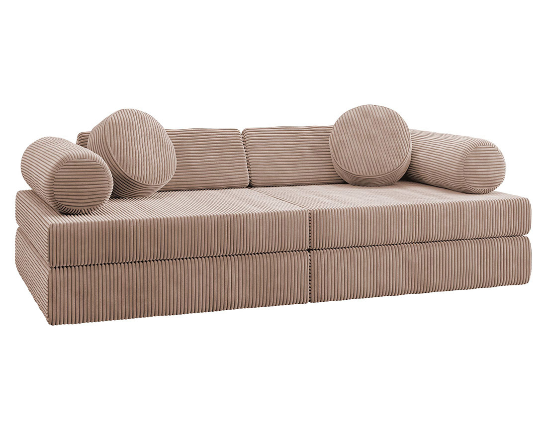 Canapé droit 2 places en velours côtelé Ines