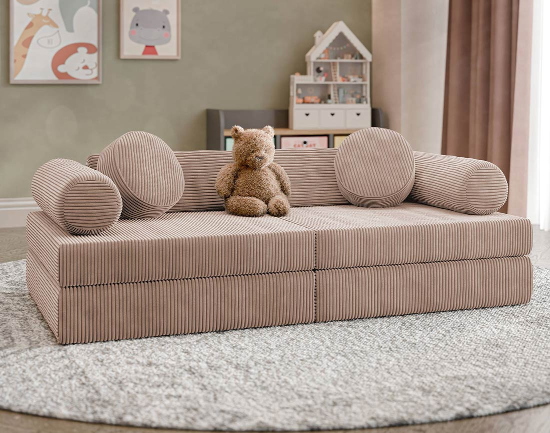 Canapé droit 2 places en velours côtelé Ines