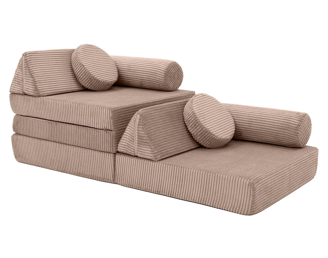 Canapé droit 2 places en velours côtelé Ines