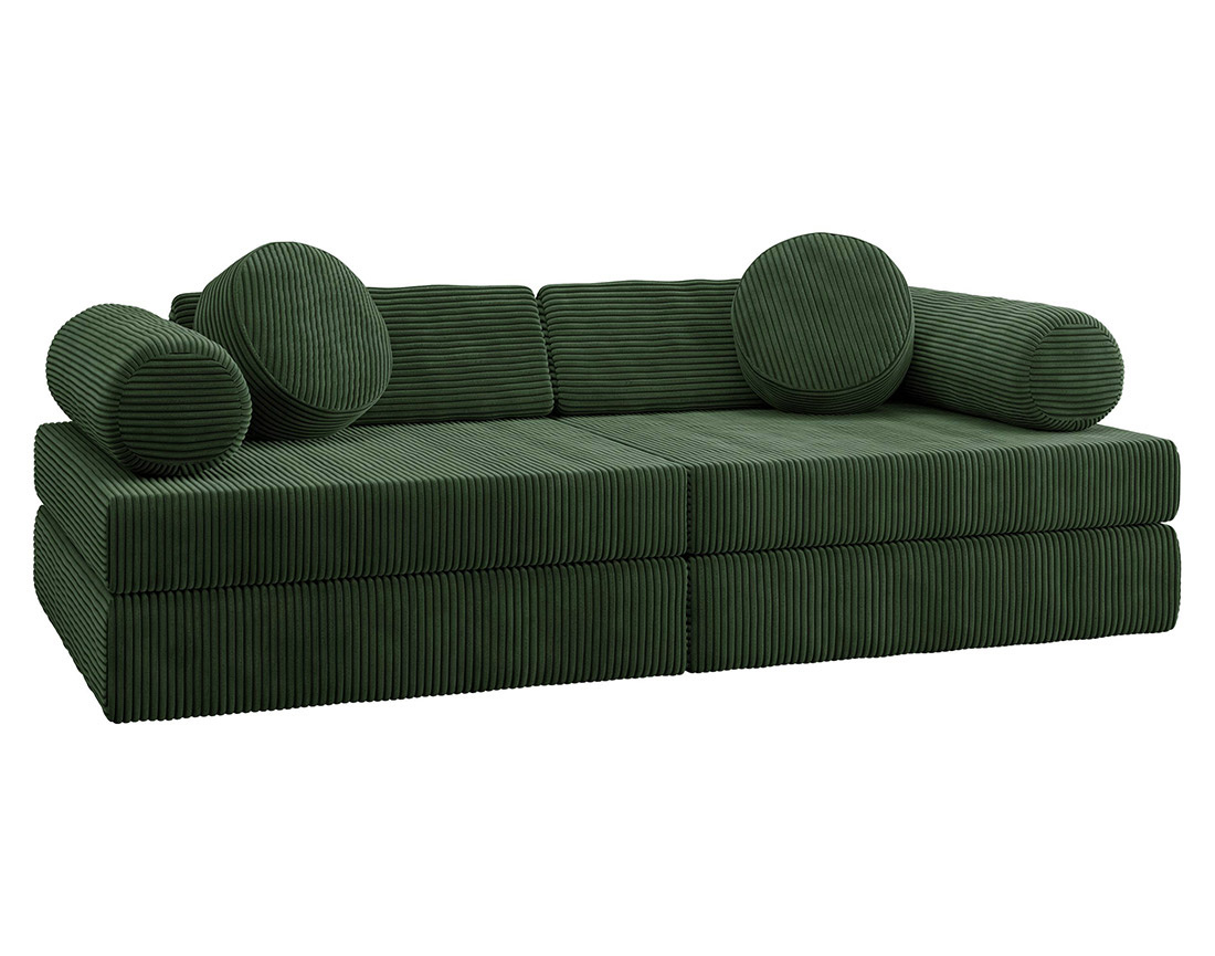 Canapé droit 2 places en velours côtelé Ines