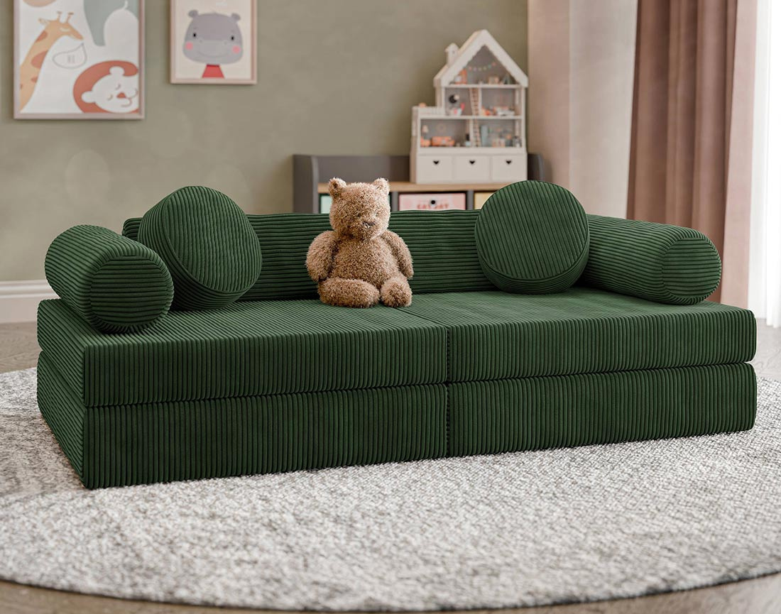 Canapé droit 2 places en velours côtelé Ines