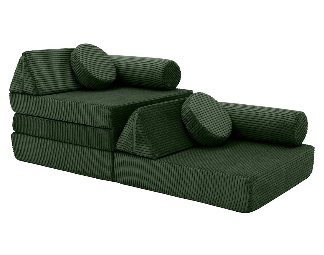 Canapé droit 2 places en velours côtelé Ines