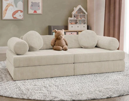 Canapé droit 2 places en velours côtelé Ines