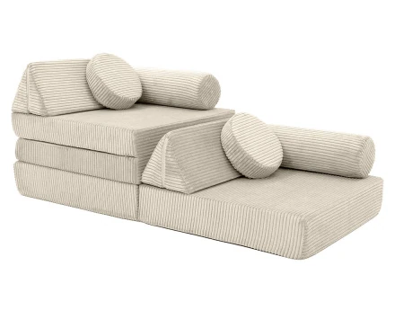 Canapé droit 2 places en velours côtelé Ines