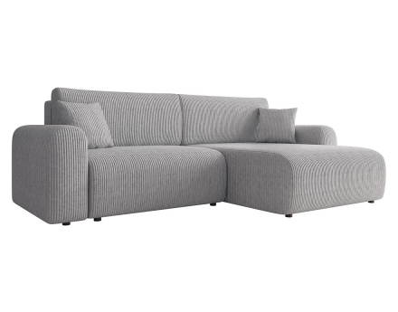 Canapé d'angle réversible 4 places convertible avec coffre en velours côtelé Naomi