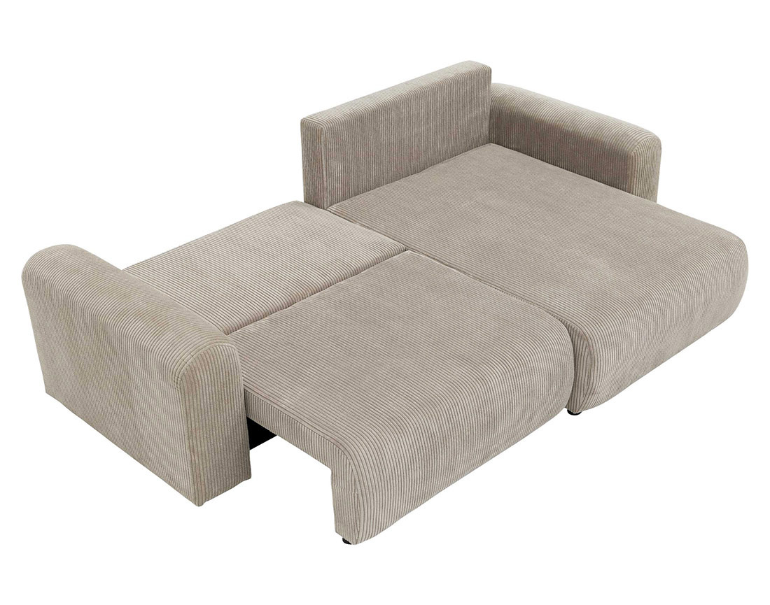 Canapé d'angle réversible 4 places convertible avec coffre en velours côtelé Naomi