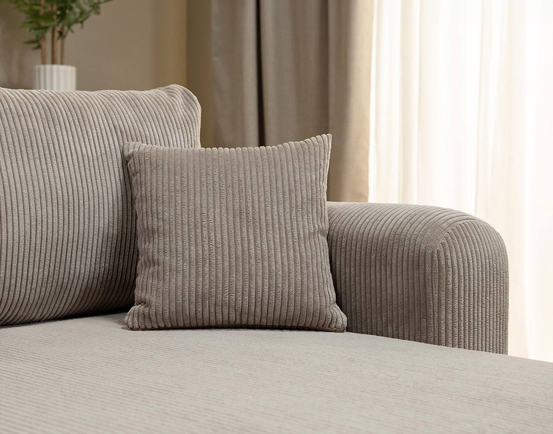 Canapé d'angle réversible 4 places convertible avec coffre en velours côtelé Naomi