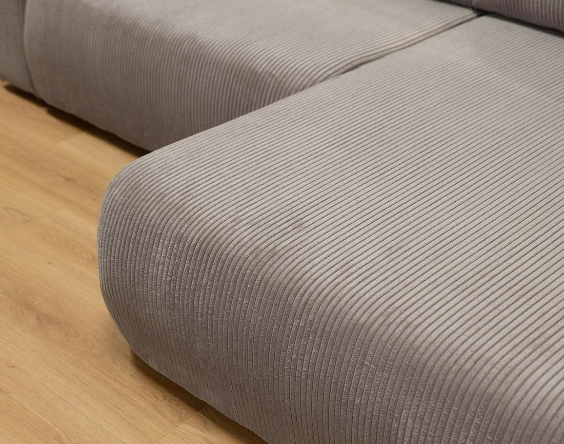 Canapé d'angle réversible 4 places convertible avec coffre en velours côtelé Naomi