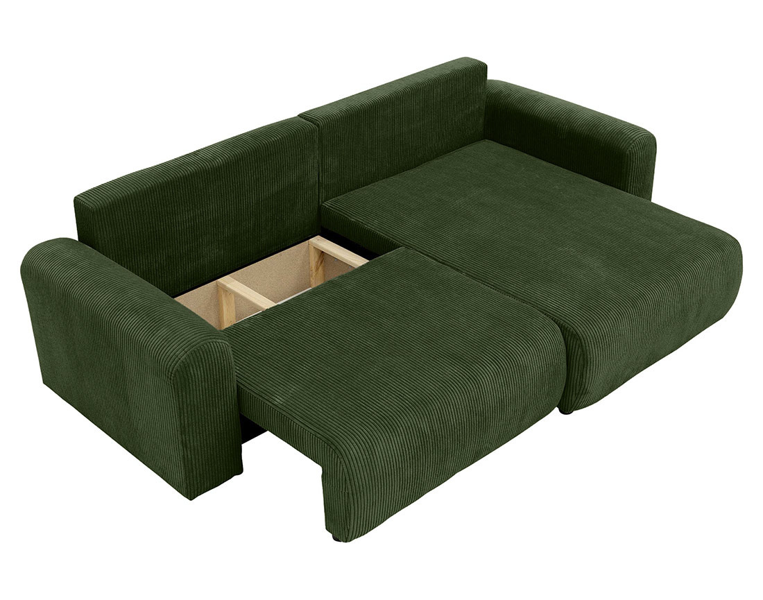 Canapé d'angle réversible 4 places convertible avec coffre en velours côtelé Naomi