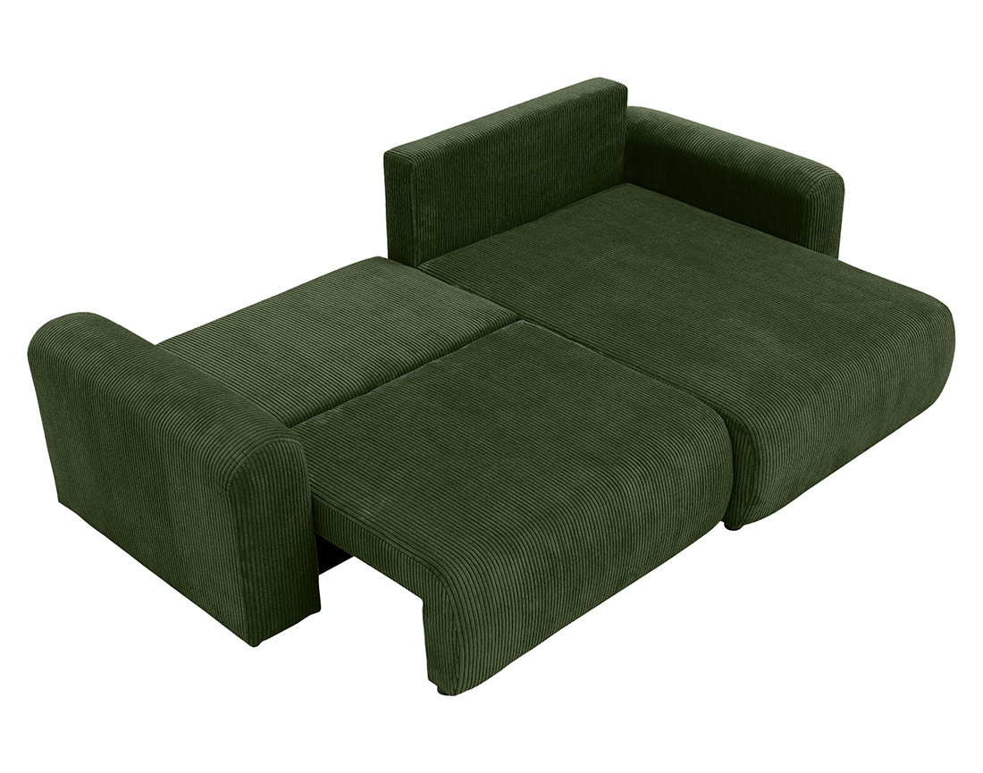 Canapé d'angle réversible 4 places convertible avec coffre en velours côtelé Naomi
