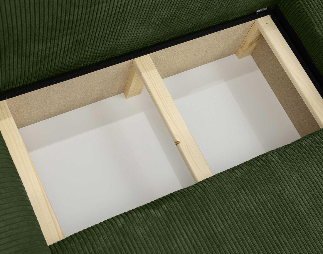 Canapé d'angle réversible 4 places convertible avec coffre en velours côtelé Naomi