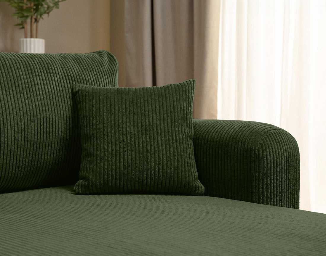 Canapé d'angle réversible 4 places convertible avec coffre en velours côtelé Naomi