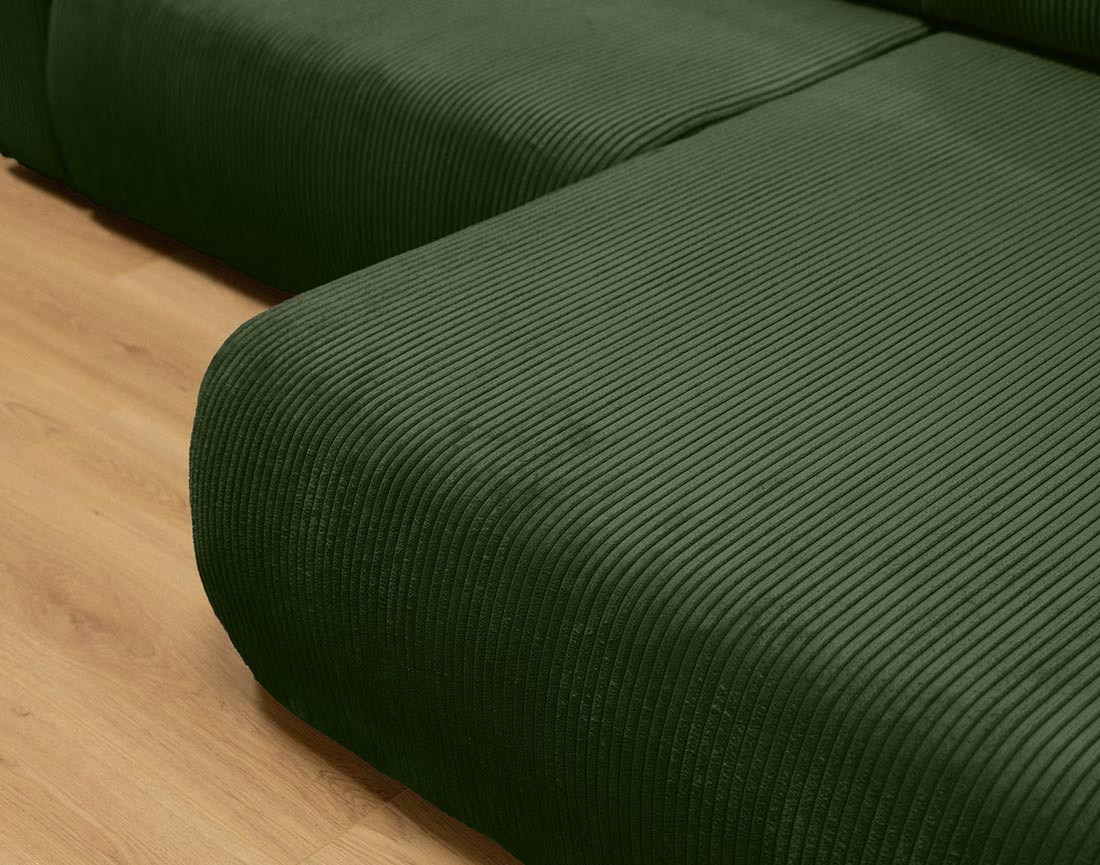 Canapé d'angle réversible 4 places convertible avec coffre en velours côtelé Naomi