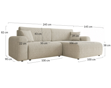 Canapé d'angle réversible 4 places convertible Naomi - Best Mobilier