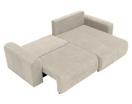 Canapé d'angle réversible 4 places convertible avec coffre en velours côtelé Naomi