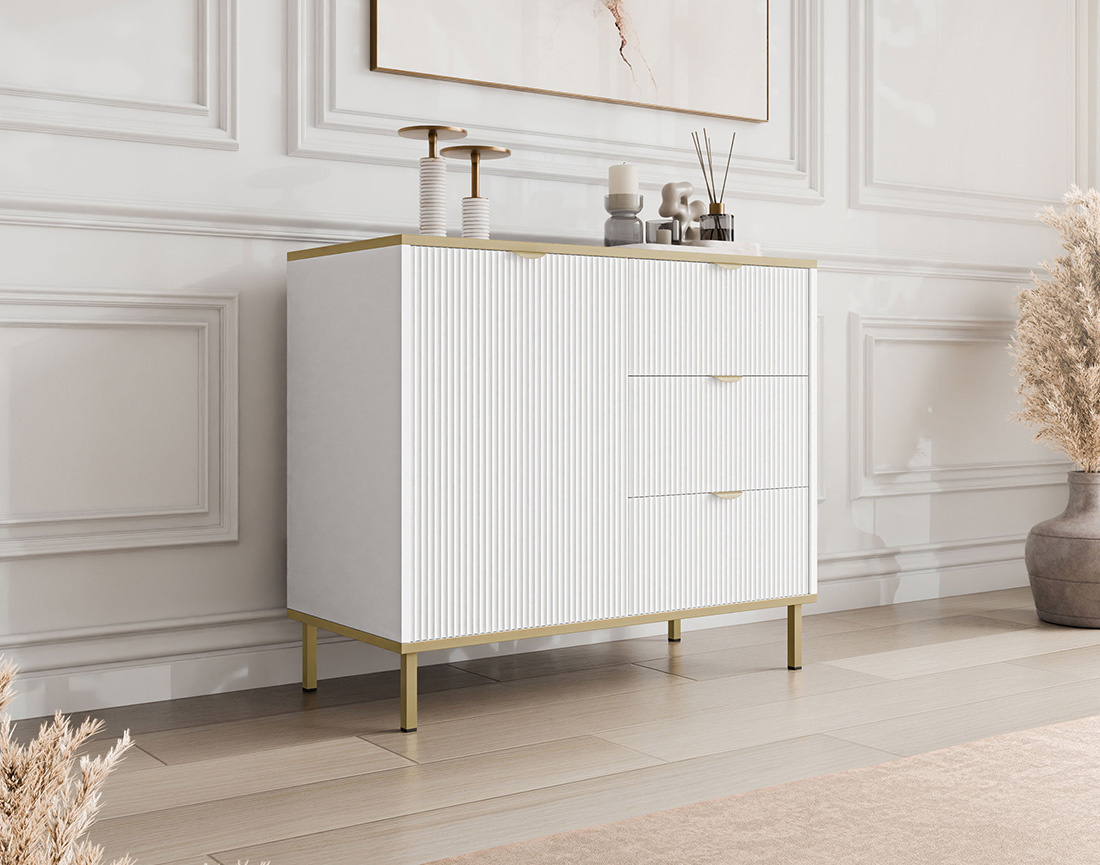 Buffet bas 91 cm 3 tiroirs et 1 porte Hope