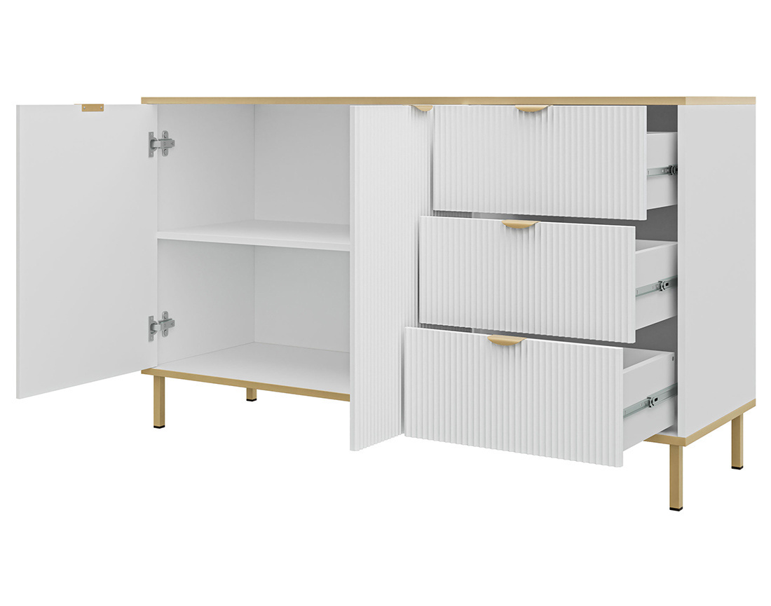 Buffet bas 135 cm 3 tiroirs et 2 portes Hope