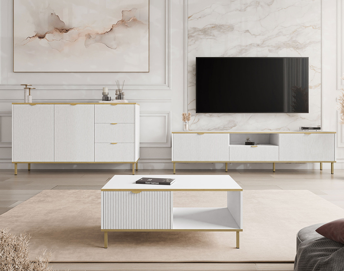 Meuble tv 181 cm 2 portes et 1 tiroir Hope