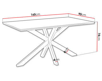 Table à manger plateau effet béton pieds en métal 4 à 6 personnes Tom